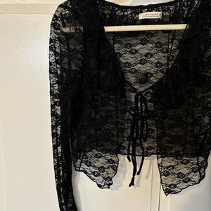 Gorgeous Lace Sheer Blouse with tie up bows (brand new)